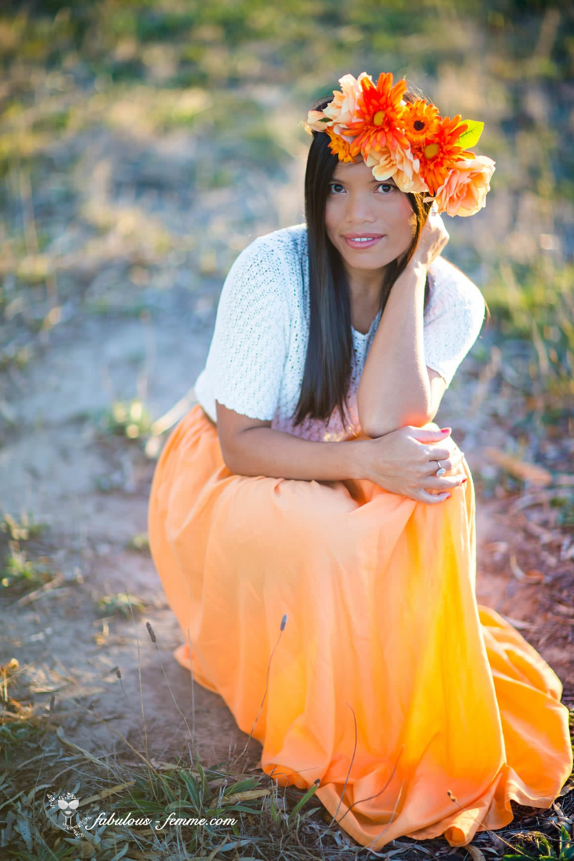 fashion photography - autumn - orange dress