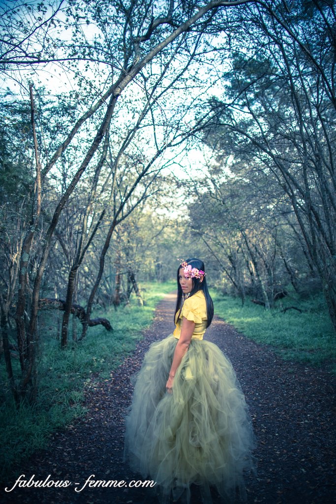 Girl in the deep dark forest 