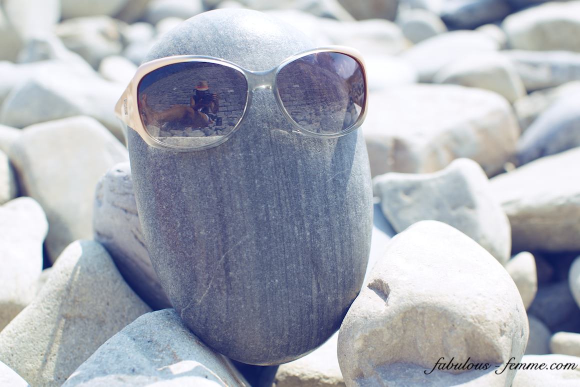 sunglasses on stone - creative photos - hot rock