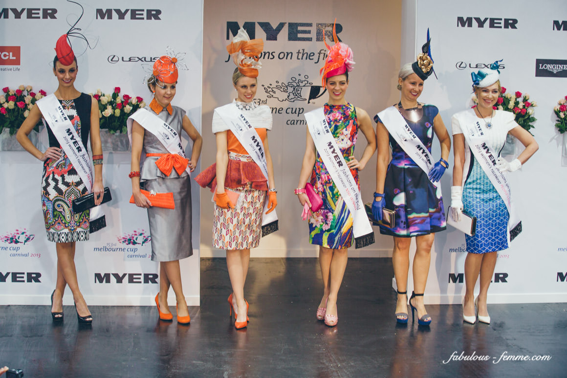 2013 finalists of the Myer Fashions on the Field at the Flemington Spring Carnival in melbourne
