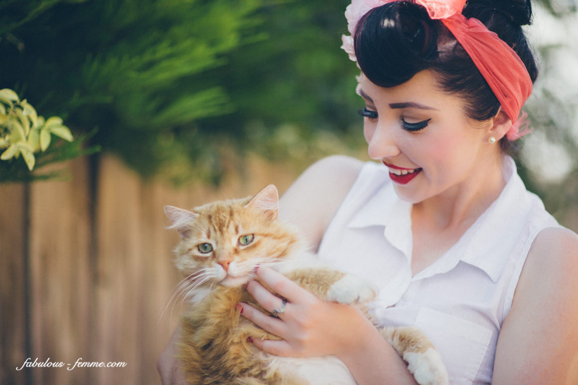 photogenic cat - pin up girl with cat - vintage looks