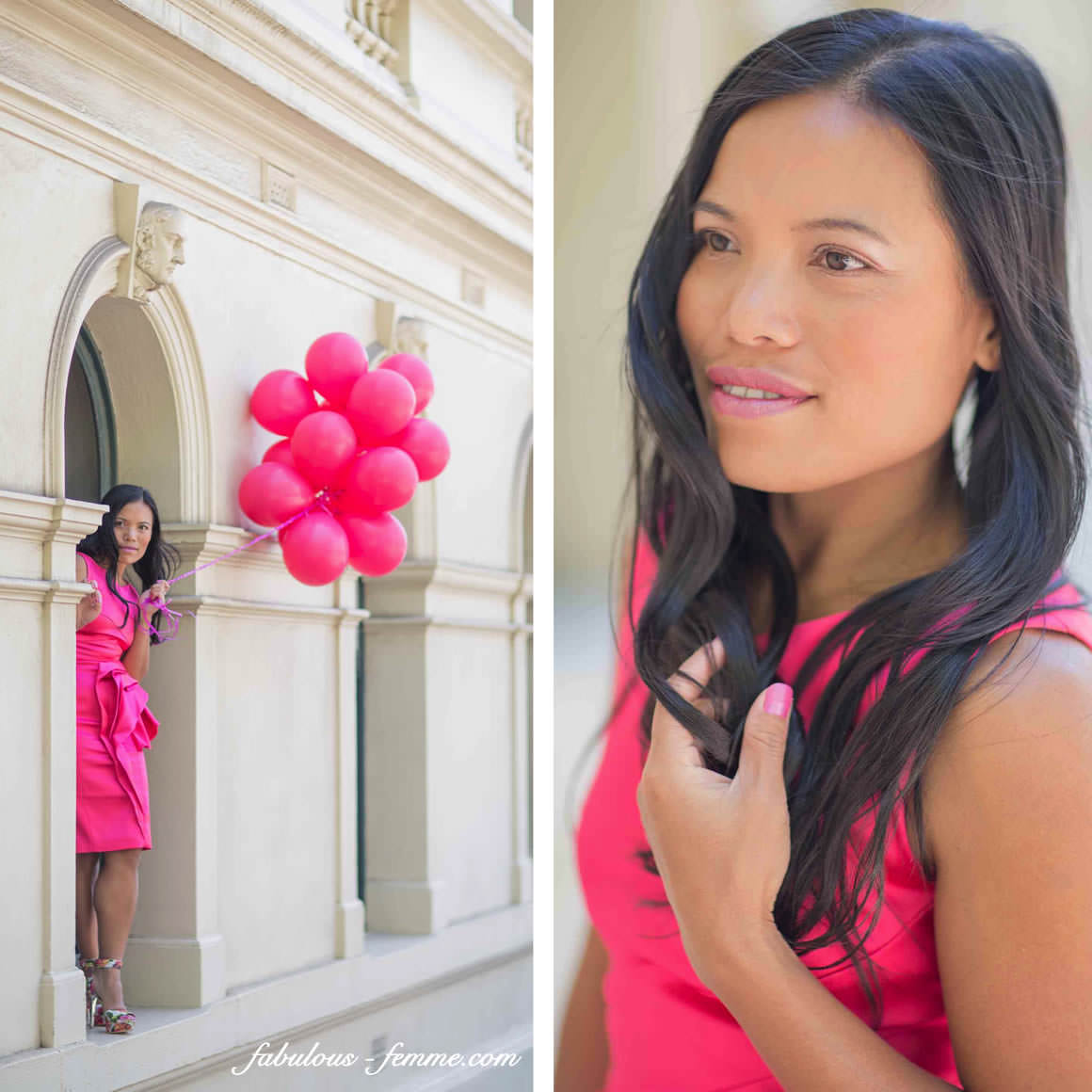 photos of girl with pink balloons