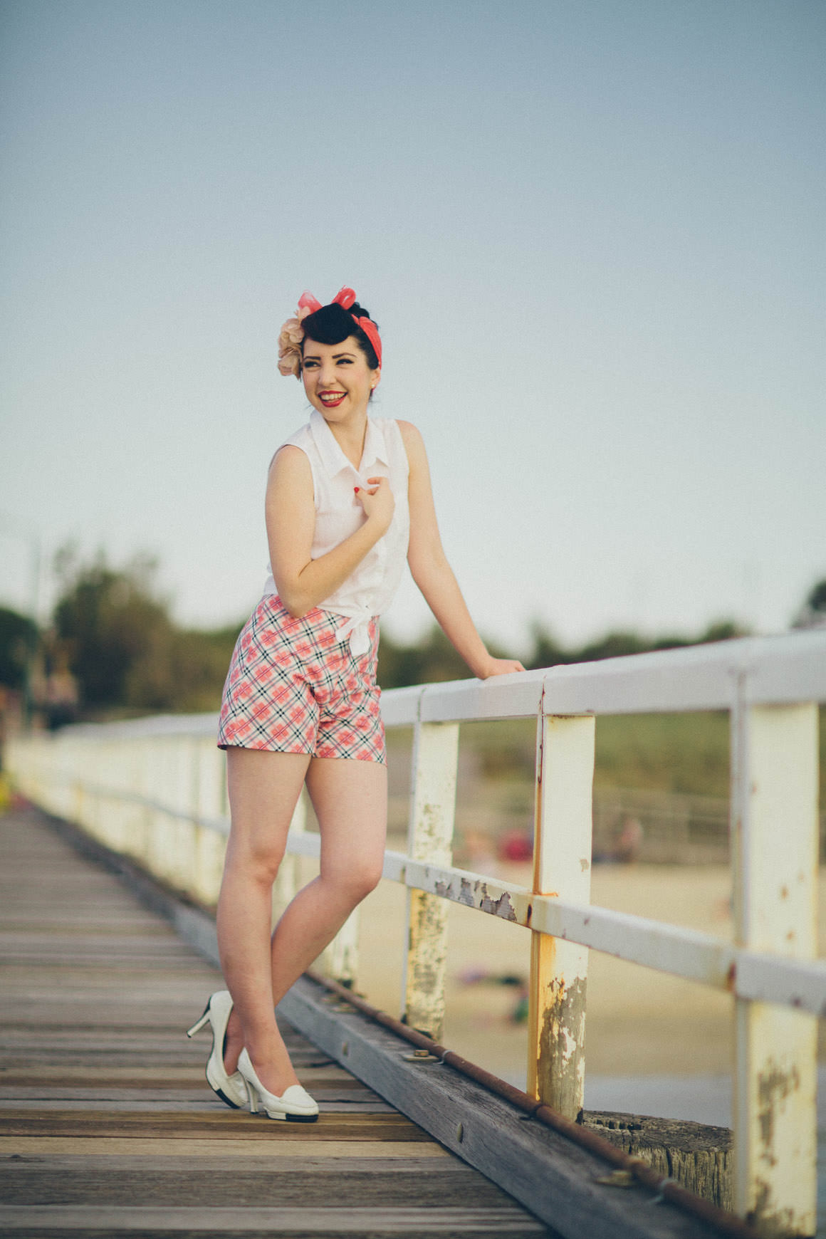 pin up photo shoot on pier in melbourne