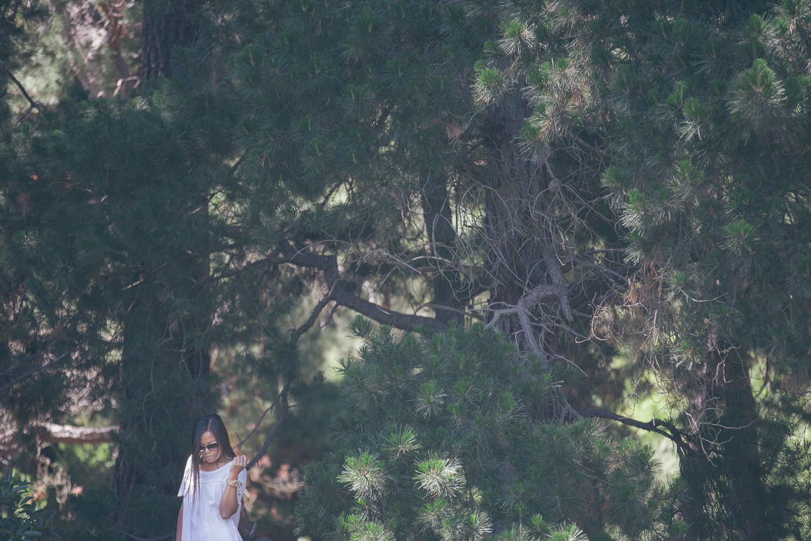 girl in pine trees - nature - earth - wood