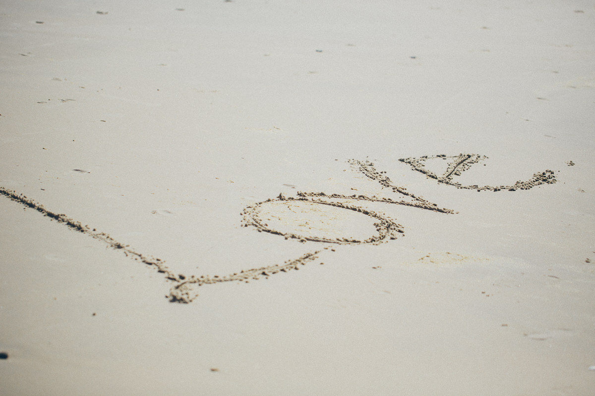 Love - beach drawing