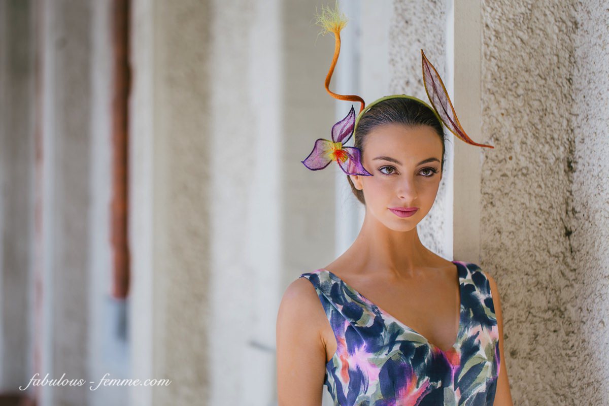 Alex Hecker - wearing racing fashion outfit for LisaAlexanderDesign  - Melbourne Milliner