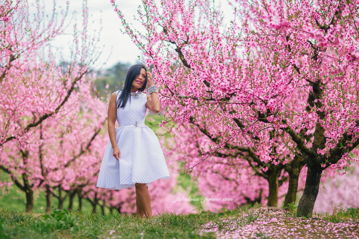 Summer Spring Fashion - Pink blossom trees - Melbourne 