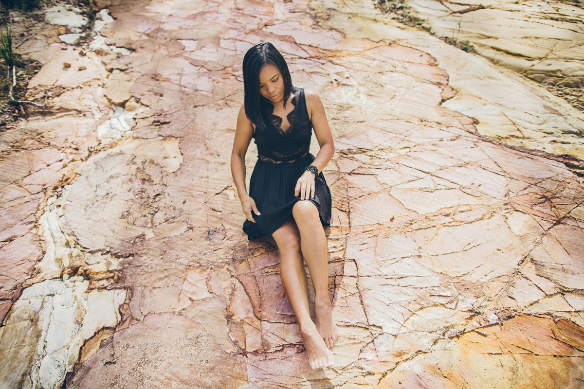 best fashion photo blogs in melbourne - black dress on rocks