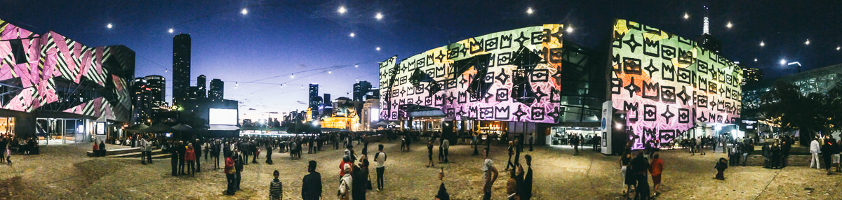 Federation Square White Night Projections 2016 - Panorama Picture
