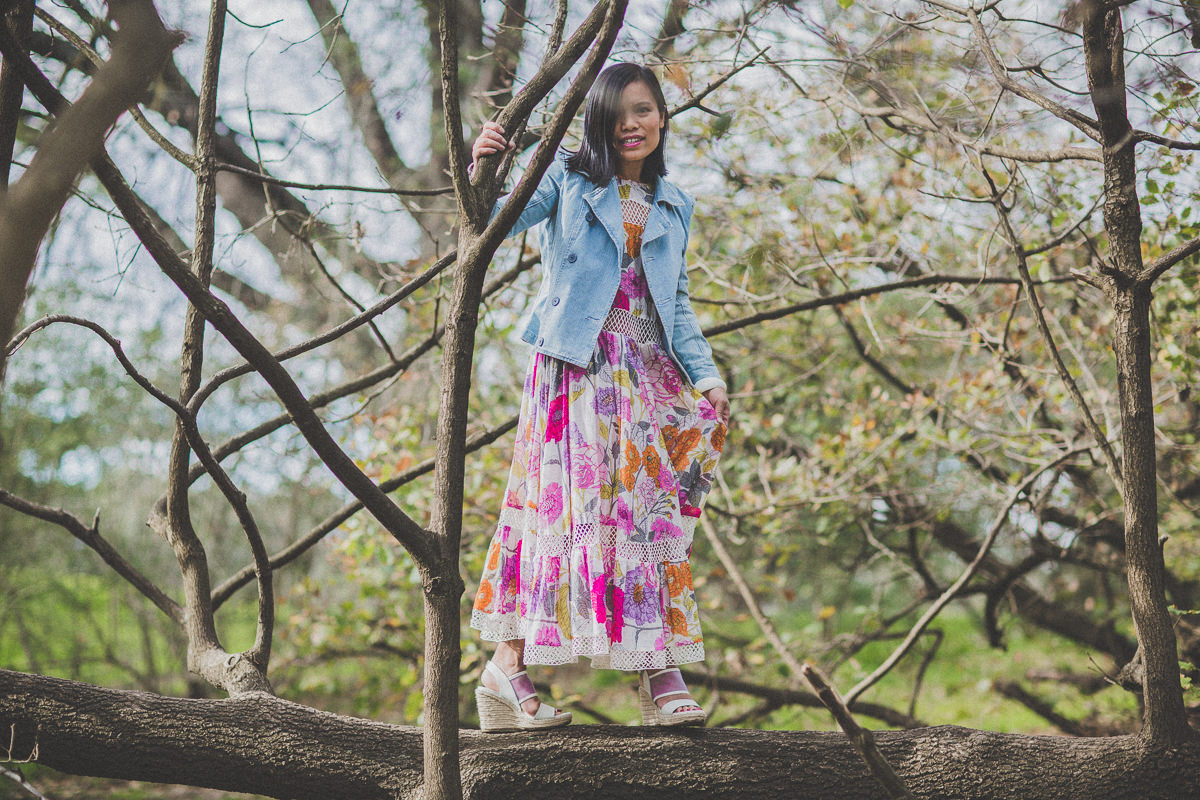 fun in the tree - floral skirt
