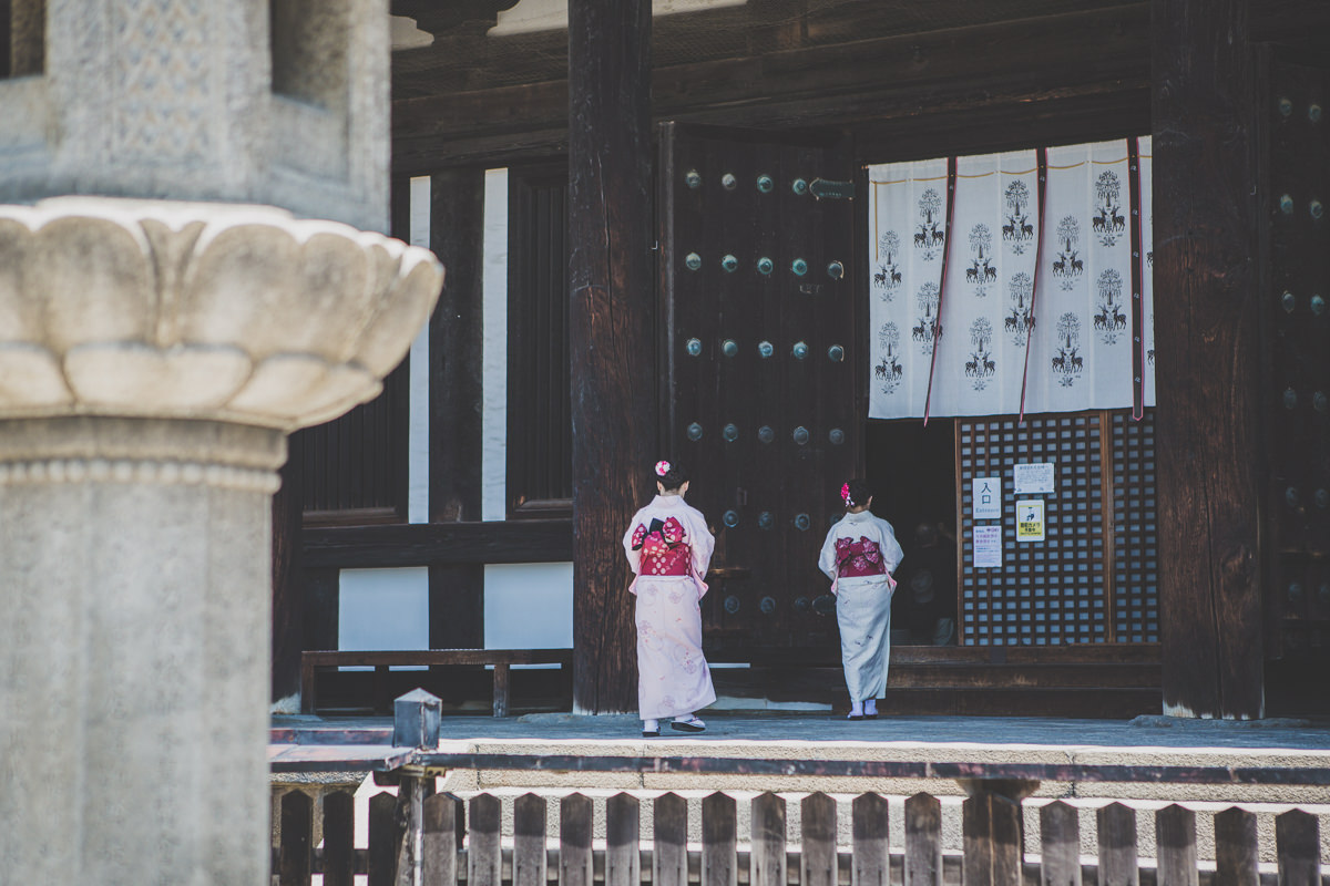 geishas entering temple in japan - travel photos