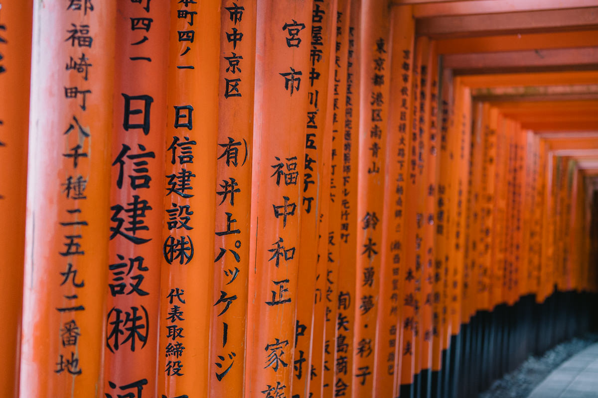 japanese signs on red gates