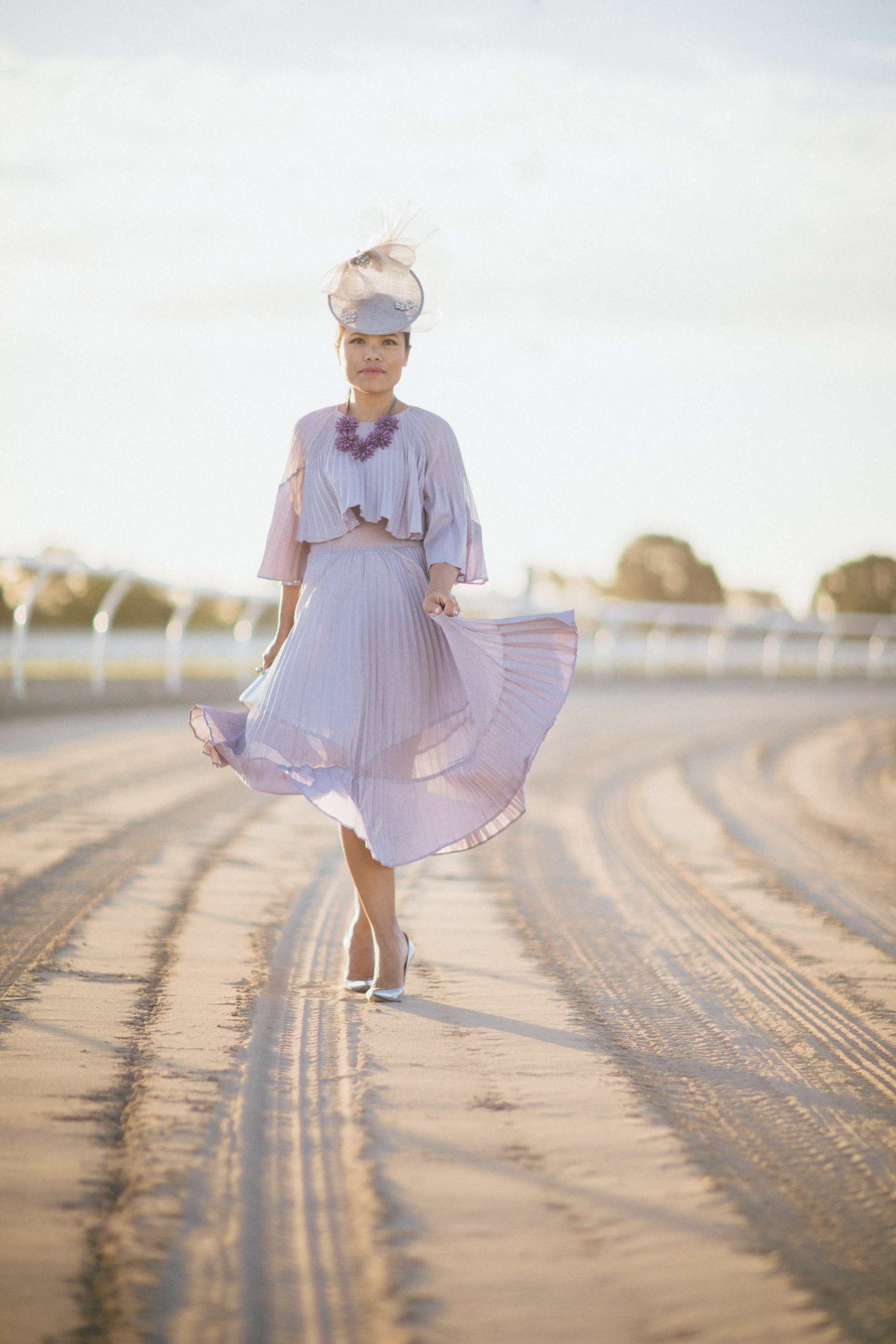 spring fashion outfit on the racetrack in caulfield