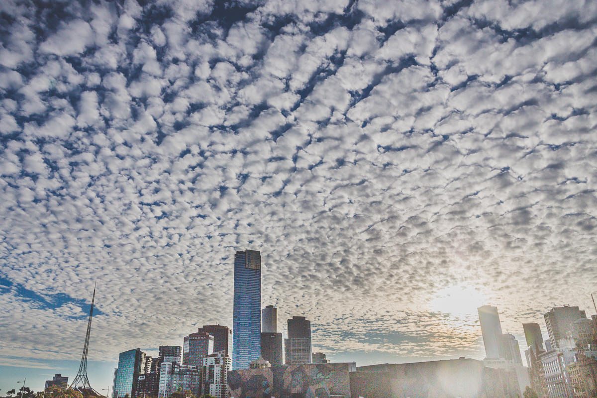amazing Melbourne skyline at sunset with clouds - best pictures of melbourne