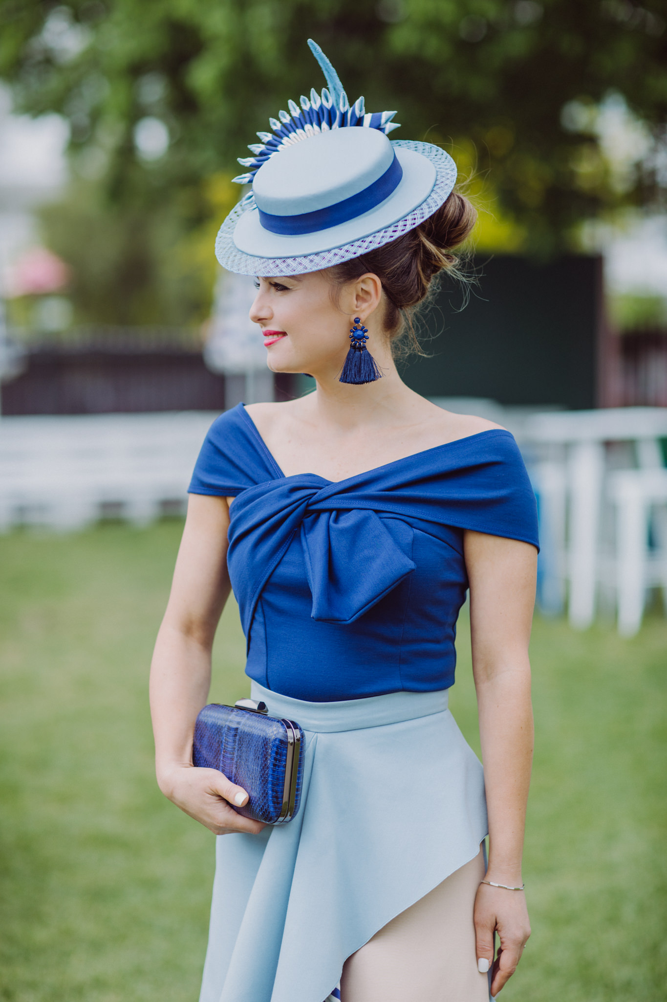 Blue Fashions on the field dress - boater hat - roksander dress