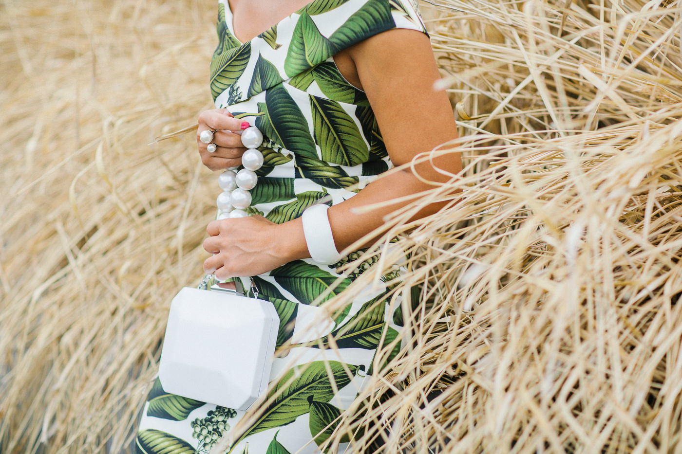 white handbag with green dress - Melbourne Fashion Blog