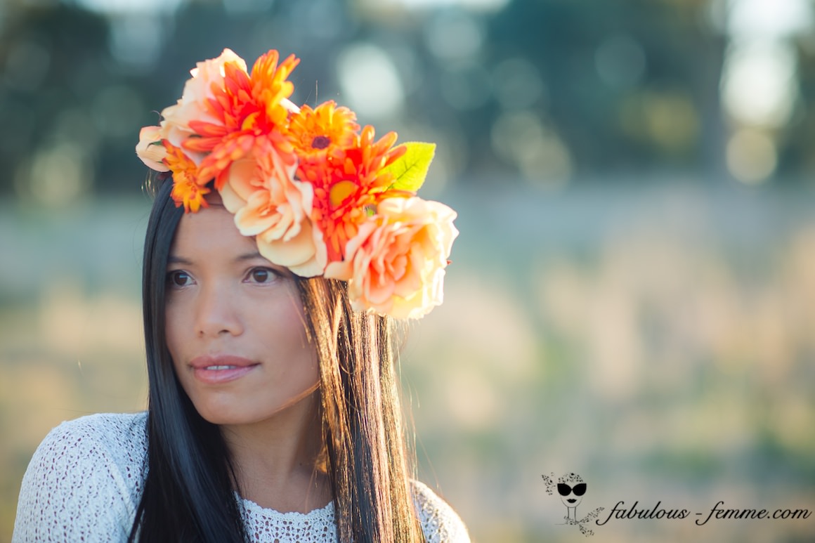 orange flower headpiece - australian autumn