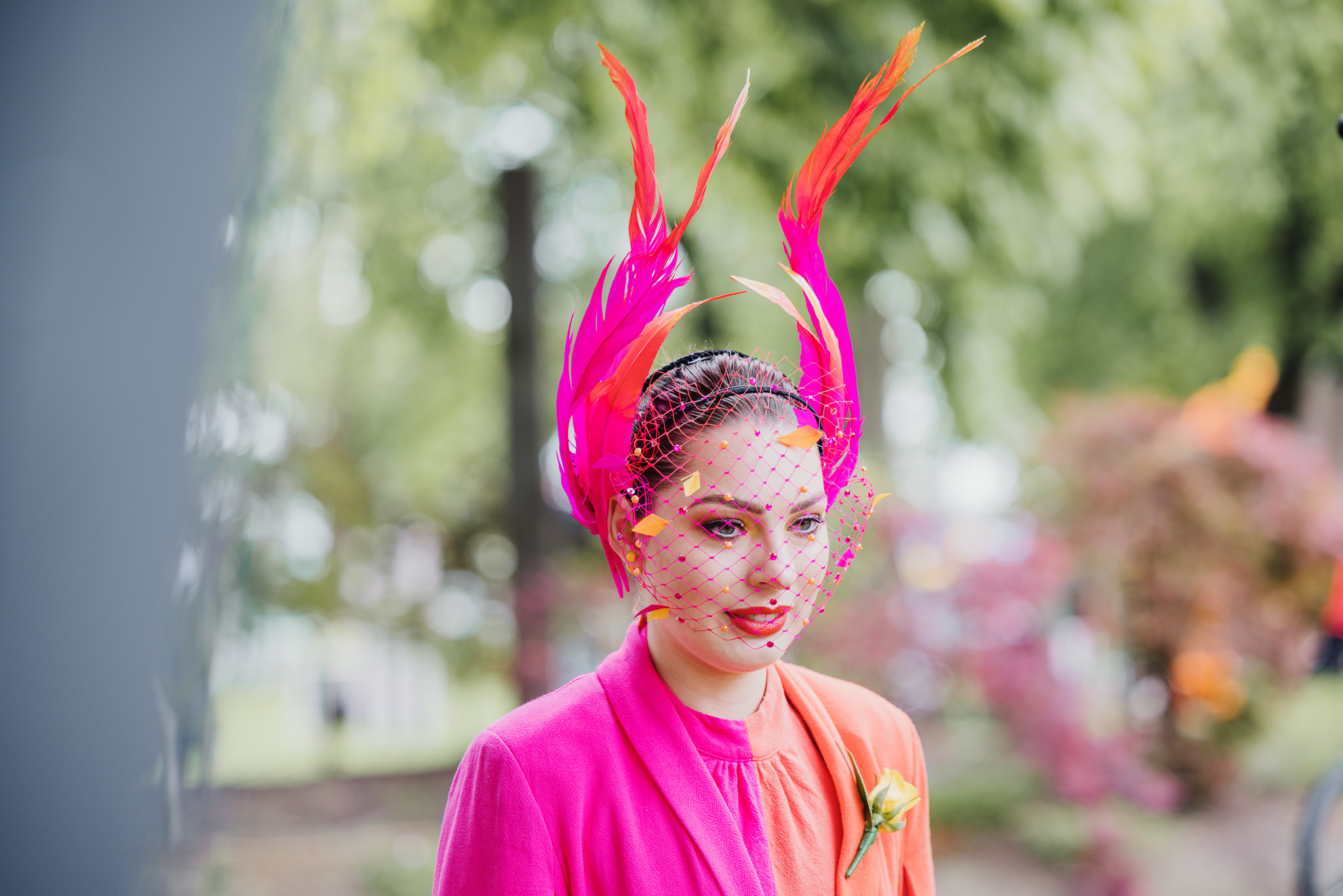 Pink and Orange Millinery - Feathers